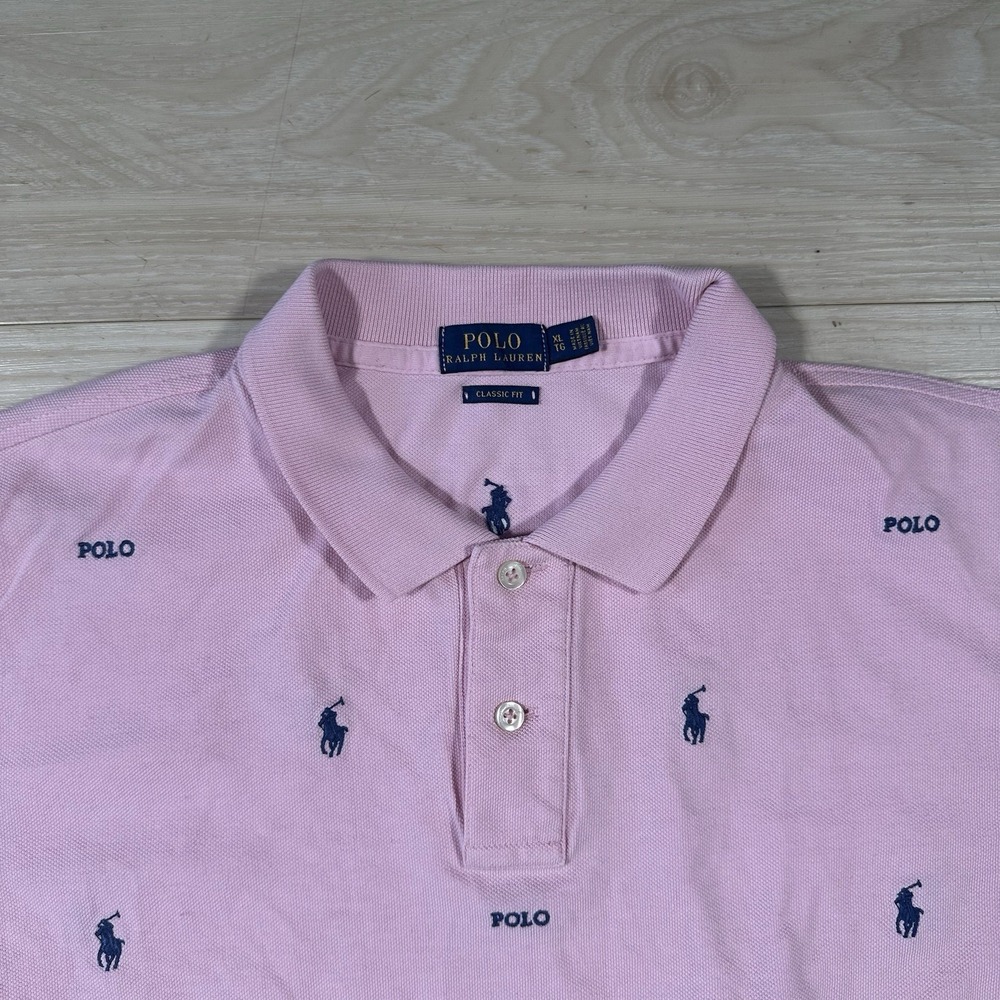 Ralph Lauren Polo Shirt Women XL Pink Pullover Embroidered AOP Pony Classic Fit* - Picture 3 of 6